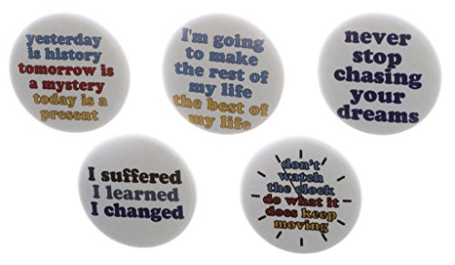 Set 5 Inspirational Life Quotes 1.25" Pinback Buttons Pins Present Dreams #17