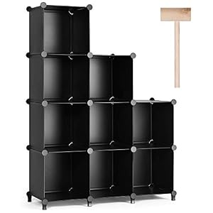 Puroma Cube Storage Organizer 9-Cube Closet Storage Shelves with Wooden Mallet DIY Closet Cabinet Bookshelf Plastic…