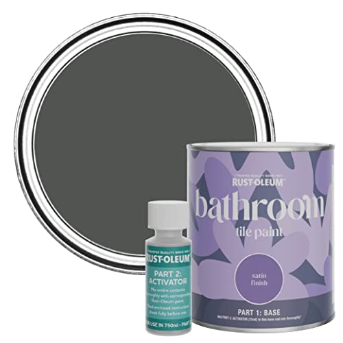 Rust-Oleum Grey Water-Resistant Bathroom Tile Paint in Satin Finish - Graphite 750ml