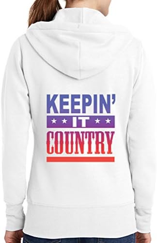 Womens Keepin' It Country Full Zip Hoodie, White, 4X