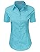 LA BASIC Womens Short Sleeve Button Down Collared Shirts