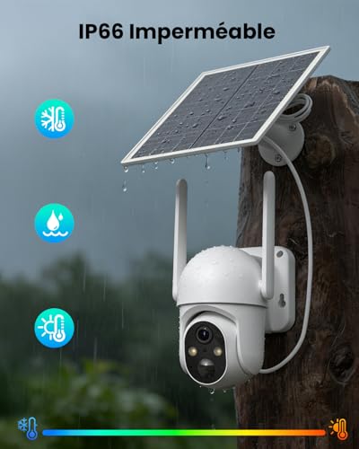SEHMUA 4G LTE Outdoor Solar Camera with Sim Card, 2K HD IP Wireless Surveillance Camera with Solar Panel, Color Night Vision and PIR Detection, Waterproof IP66