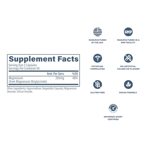 Revive MD Pure Magnesium Glycinate 200mg – High Absorption Supplement for Relaxation, Stress Relief, Sleep & Memory Support – Promotes Strong Bones, Healthy Nerve & Muscle Function (60 Servings)