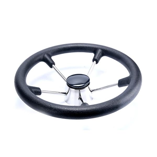 Amarine-made-13-12-Inch-Boat-Marine-5-Spoke-Destroyer-Steering-Wheel-with-Black-Foam-Grip