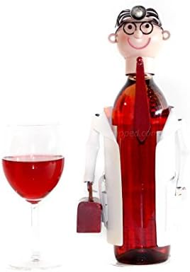 Giftly Wrapped Highest Quality Handmade Gift: Doctor w/Red Tie Handmade Metal Wine Bottle Caddy