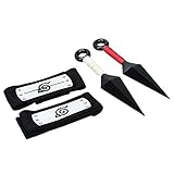 Naruto Leaf Village Ninja Shinobi Headbands Red and White Ninja Weapons Props Large Kunai Plastic Toy Cosplay Accessories