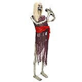 Halloween Haunters Animated Life-Size Standing Skeleton Zombie Man Singer with Moving Body Flashing Eyes Microphone Prop Decoration - Rubber Latex Singing Musician Rock Band - Haunted House Graveyard