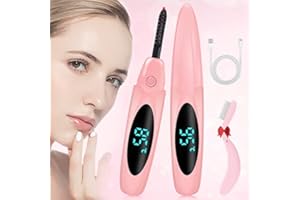 ACAVADO Heated Eyelash Curlers, Heated Lash Curler with Comb Electric Eyelash Curler 3 Temperature Settings Anti-Burn USB Rechargeable Natural Curling 24H Long Lasting, Light Pink