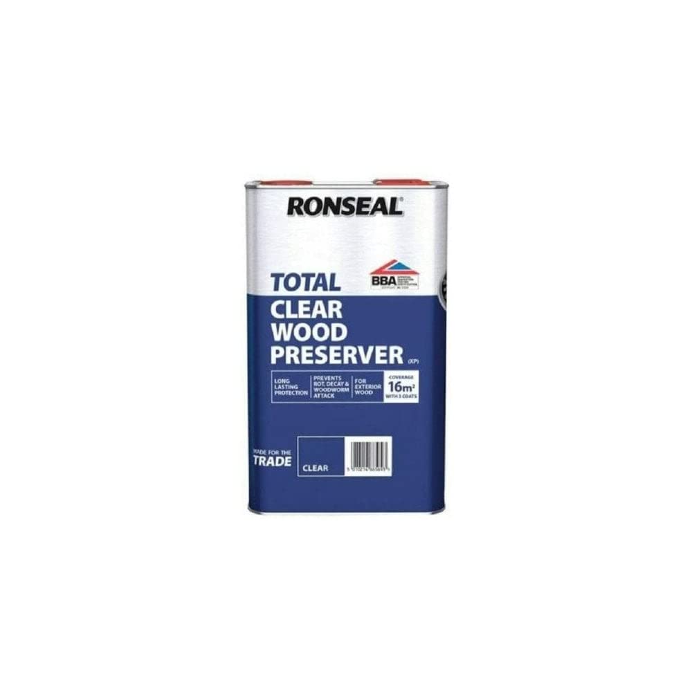 Ronseal Clear Trade Total Wood Preserver 5L, RONSEAL Trade Total Wood Preserver Clear