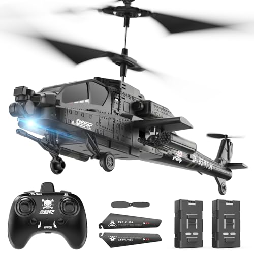 DEERC RC Helicopter for Kids and Adults, 2.4GHz Remote Control Helicopter W/ 2 Batteries, LED Lights, Altitude Hold & One-Key Take Off,30 Mins Flight,Indoor Military Flying Toy for Beginners Boys Gift
