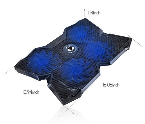 Tree New Bee High Performance Gaming Laptop Cooling Pad for 15.6 - 17-Inch Laptops with (4 Fans) Four 120mm Fans at 1200 RPM, Black