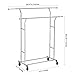 LANGRIA Collapsible Adjustable Double Rail Rolling Garment Rack Clothing Rack Drying Rack Hanging Rack, Chrome Finish