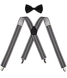 ORSKY Pre Tied Bow Tie and Suspenders for Men Adjustable X Back Suspenders