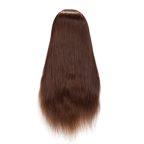 Traininghead 28-30" 100% Human Hair Mannequin Head Hairdressing Training Practice Head Hair Styling Cosmetology Manikin Doll Head With Clamp (Brown)
