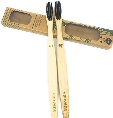 Natural Bamboo Toothbrushes Eco-Friendly and Biodegradable - Adults Medium Toothbrush 2 Pack - Bamboo Fiber BPA-Free Bristles - Teeth Whitening
