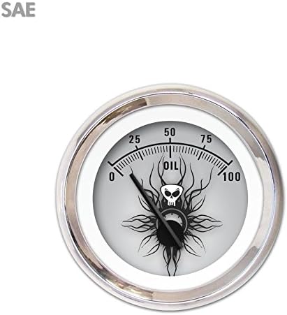 Oil Pressure Gauge - SAE Skull Series, Black Modern Needles, Chrome Trim diamond t 428 model a mini bike dirt sbc camper procharger hotrod accessories rv sportsman road king 18 degree socal 9 inch