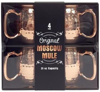 Handmade Hammered Copper Moscow Mule Mug  20-ounce, Set of 4