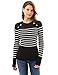 PattyBoutik Women Crewneck Striped Military Sweater