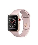 Apple Watch Series 3 42mm Smartwatch (GPS + Cellular, Gold Aluminum Case, Pink Sand Sport Band) (Renewed)