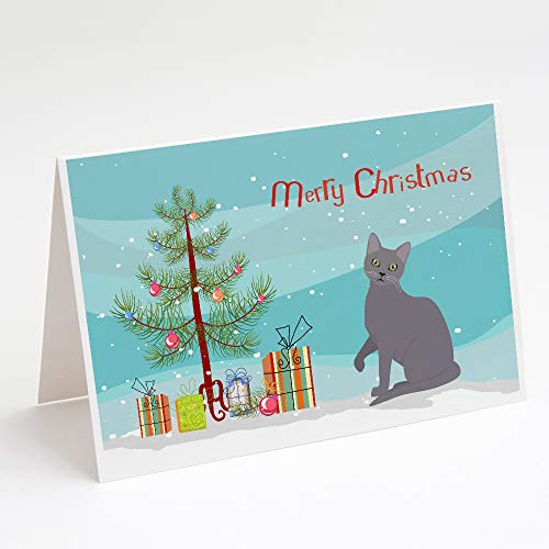 Caroline's Treasures CK4773GCA7P Korat Cat Merry Christmas Greeting Cards and E…