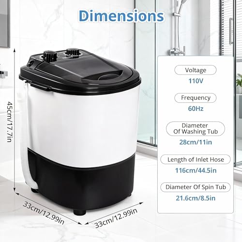 ZERIFAM Portable Washing Machine,Large Capacity Foldable Washing Machine with Washer Removable drying bucket,3 Modes Timing Cleaning, Cleans for Apartment, Dorm, RV, Travel & Hotel Use