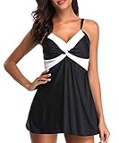Zando Womens 2 Piece Swimdress Plus Size Skirted Bathing Suit for Women Slimming Swimwear Tankini Swimsuit Swim Dress