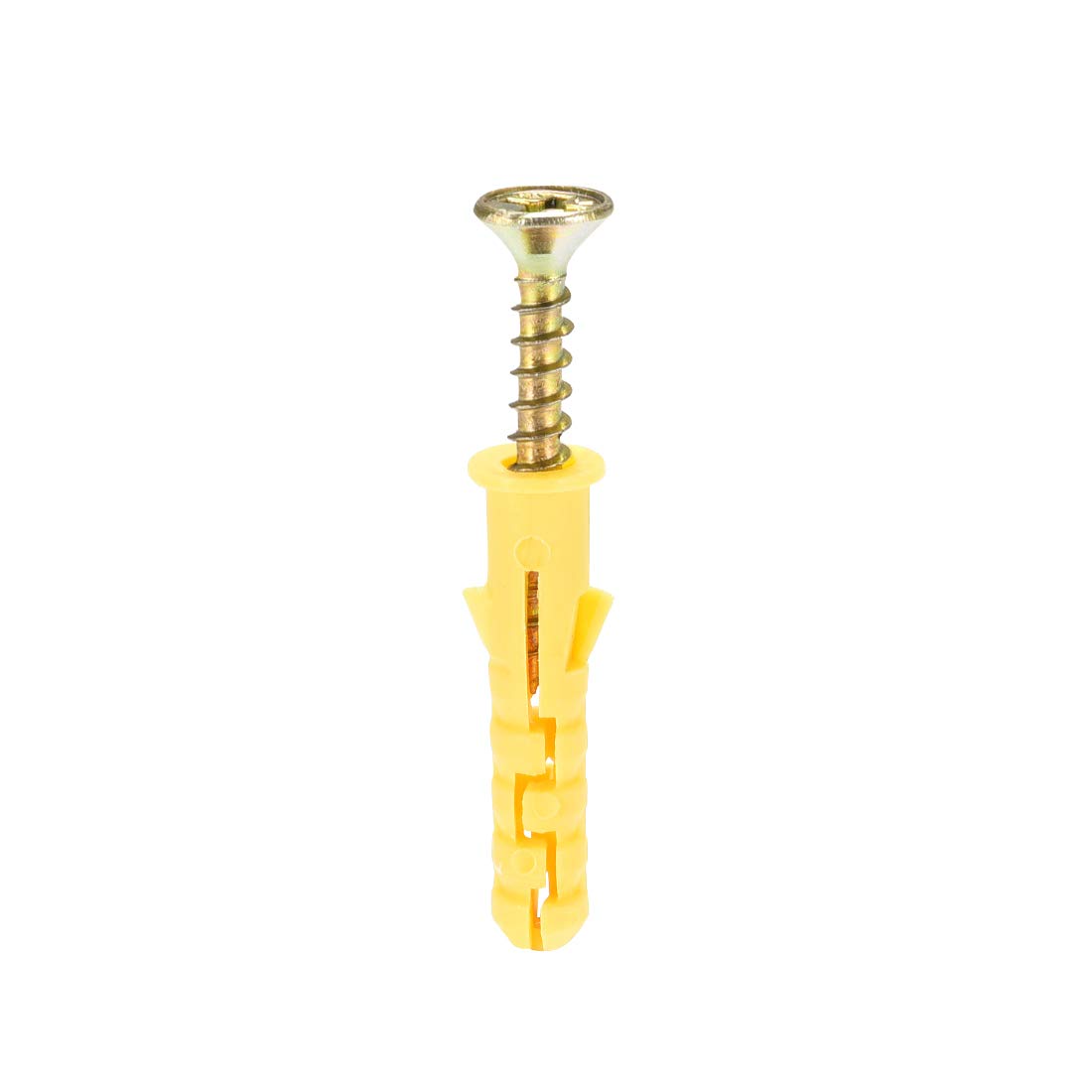 sourcing map 6x30mm Plastic Expansion Tube for Drywall with Screws Yellow 30pcs