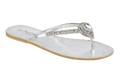 silver diamante flip flops uk