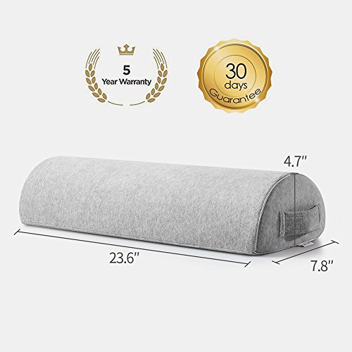 Jiaao Upgraded Half Moon Bolster Pillow, Orthopedic Knee Pillow for Pain Relief, Top Rated Memory Foam Leg Elevator for Side & Back Sleepers, Removable Velvet Cover with Invisible Zipper, Light Grey