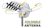 Amplified HD Digital Outdoor HDTV Antenna with Motorized 360 Degree Rotation, UHF/VHF/FM Radio with Infrared Remote Control for 2 TVs -Installation Kit