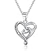 Esberry✦Mother's Day Gifts✦18K Gold Plated 925 Sterling Silver Necklace Pendant 5A Cubic Zirconia CZ Love Heart Shape Pendant with Necklaces for Women (Lettering)