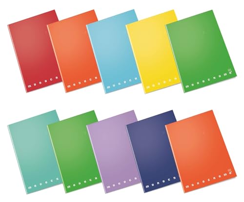 Pigna, Cuaderno Maxi Monocromo El Original, A4, 100 g/m², 72 páginas + guarda, Tapa dura, Plastificado brillante, 4M interior, 4 mm cuadriculado, Colores surtidos, 10