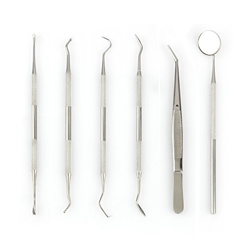 6PCS Dental Tool Stainless Steel Dental Explorers Mirror Odontoscope Tooth Scraper Plier Waxing Carving Kit Dentistry Instrument
