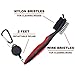 JZHY 2 Pack Golf Club Brush Lightweight 2Ft Retractable Golf Brush and Club Groove Cleaner with Zip-line Aluminum Carabiner(Red&Blue)