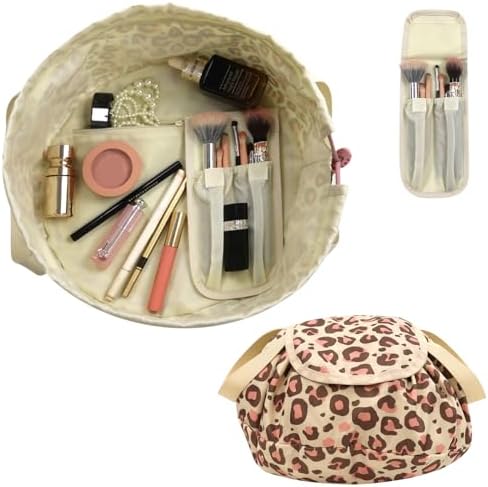 barrel makeup travel bag Drawstring Bag,Large Cosmetic for Women Gift Teen Girls Our FAVORITE feature are the adjustable pocket dividers so you can organize multiple ways SPOORYYO Travel Cosmetic Bags Barrel