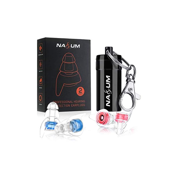Concert Earplugs NASUM High Fidelity Ear Plugs 2 Pairs of 3-Layer Filter for Noise Reduction Earplugs for Concerts…