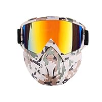 Meiyiu Detachable Motorcycle Face Dust Mask Goggles Motocross Off-Road ATV Dirt Bike Eyewear Glasses Motorcycle Mouth Filter Goggles Camouflage Imitation red Lens