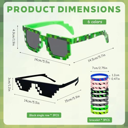 Dexpally 18 Pieces Pixel Mosaic Glasses Sunglasses Thug Life Glasses Party Pixels Glasses Cool Thug Life Pixel Sunglasses Glasses Mosaic Pixelated Funny