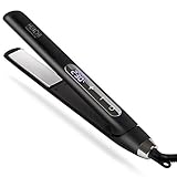 Huachi Professional Hair Straightener Travel Flat Irons for Hair Dual Voltage 110V- 220V, Portable Slim Hair Irons with Titanium Plates Touch Screen Feature, Instant Heat Up, Black, 1 inch