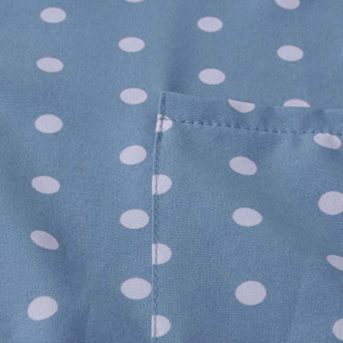 YKARITIANNA Women Turn-Down Collar Short Sleeve Pocket White Polka Dot Print Top T-Shirt