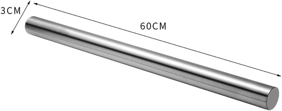 Rolling Pins, Stainless Steel Rolling Pin Kitchen Tool for The Home Chef for Fondant, Pie Crust, Cookie, Pastry, Pasta, Pizza Dough Diameter 3cm/1.2inch (Long 60cm/23.7inch)