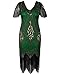 PrettyGuide Women's 1920s Flapper Dress Fringed Great Gatsby Dress M Gold Green