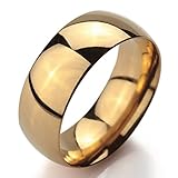 Men,Women's Wide 8mm Stainless Steel Ring Band Gold Classic Wedding Polished