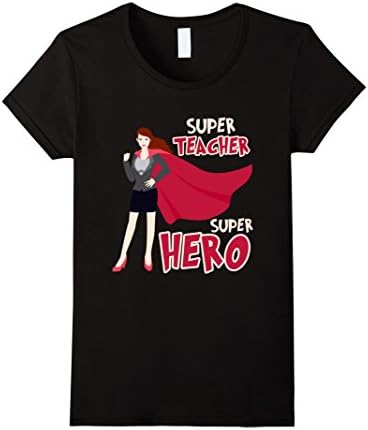 Womens Super Teacher T-shirt Teacher Super Heroes T-shirt Medium Black