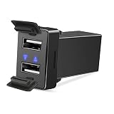 MICTUNING [New] 12V/24V 2.1A Dual USB Power Socket for Smartphone PDA iPhone iPad GPS Charger for Toyota