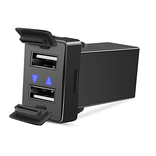 MICTUNING [New] 12V/24V 2.1A Dual USB Power Socket for Smartphone PDA iPhone iPad GPS Charger for Toyota