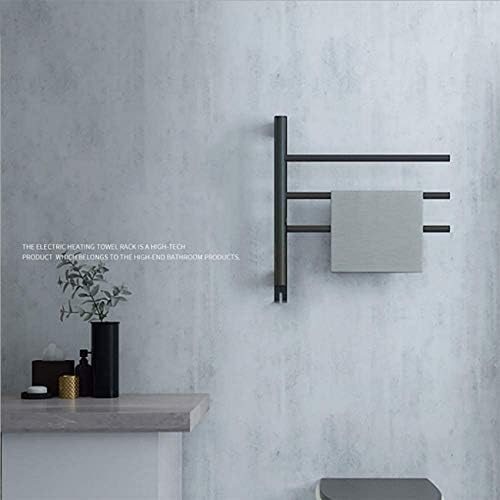 壁に取り付けられたタオルウォーマー 黒い電気タオルラック お気に入 バスルーム加熱タオルラック ハードワイヤード パンチフリーの取り付け もはやタオルの湿り気を感じさせない