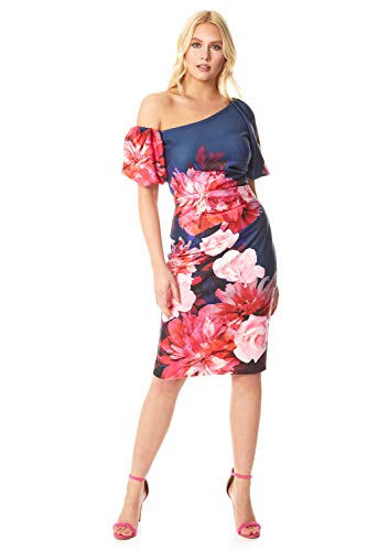 Roman-Originals-Donne-Floreale-Vestitino-Scuba-Donne-Serata-Cocktail-Party-Occasioni-Speciali-Estate-Vacanze-Matrimonio-Ospite-Lunghezza-Ginocchio-Ascot-Giorno