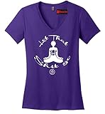 Comical Shirt Ladies Let That Shit Go Yoga Graphic V-neck Tee