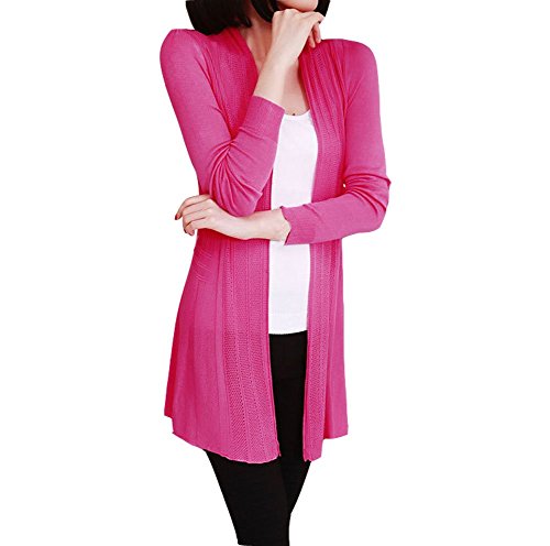 Shawhuaa Womens knitted Slim Fit Open Front Cardigan Sweater Shawl Rosy